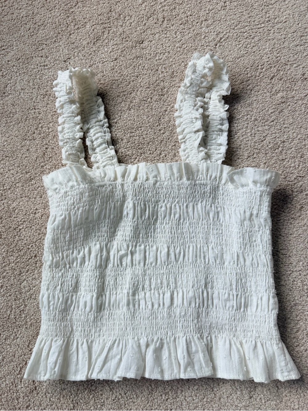 ASTR The Label ivory Tank Blouse Top ruffles Size XS